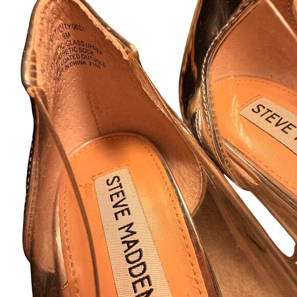 Steve Madden Rhinestone Butterfly Heels Silver Clear PVC Cinderella Pumps 9M - Picture 4 of 6